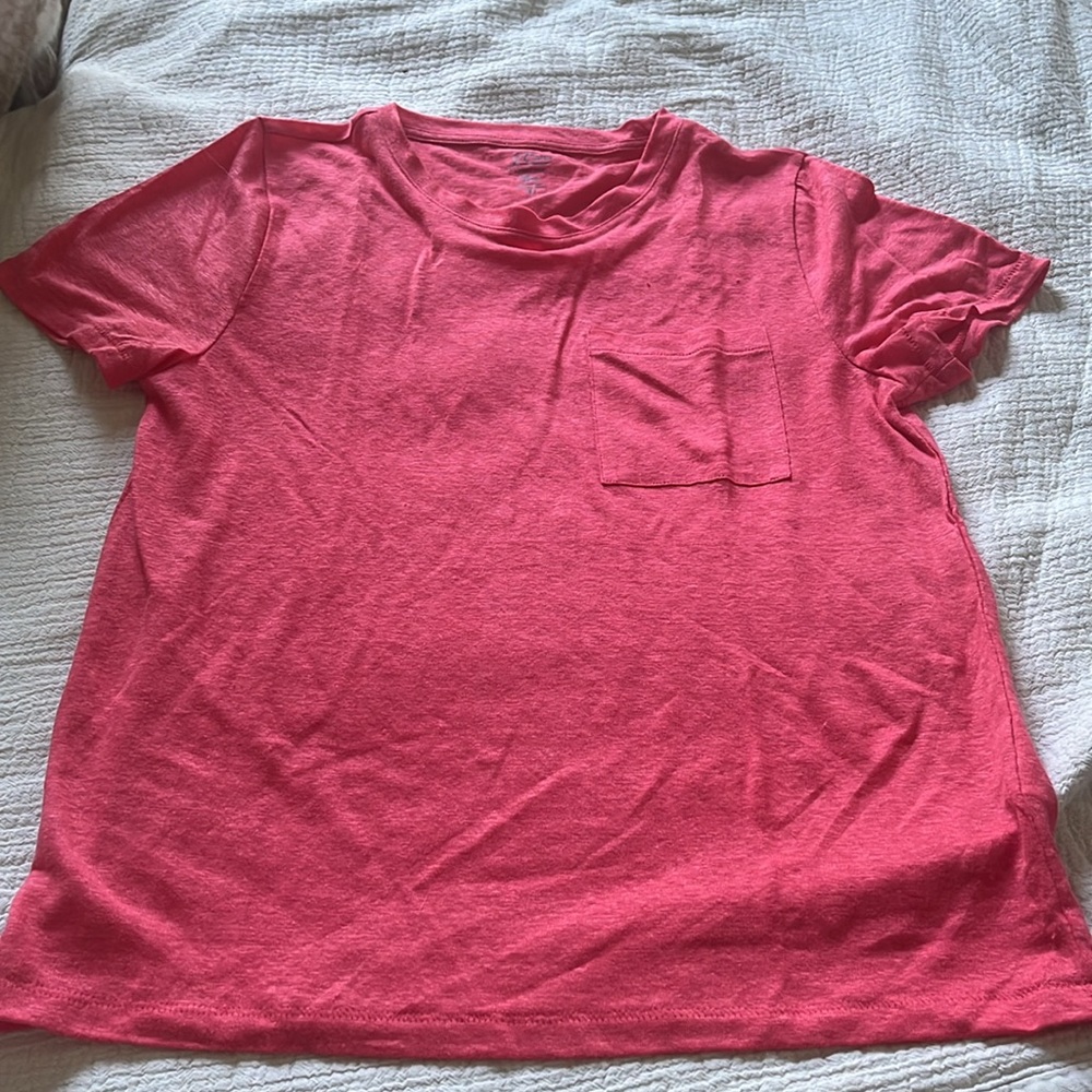 J Crew Linen Crewneck T-Shirt, Size M, Faded Poppy color